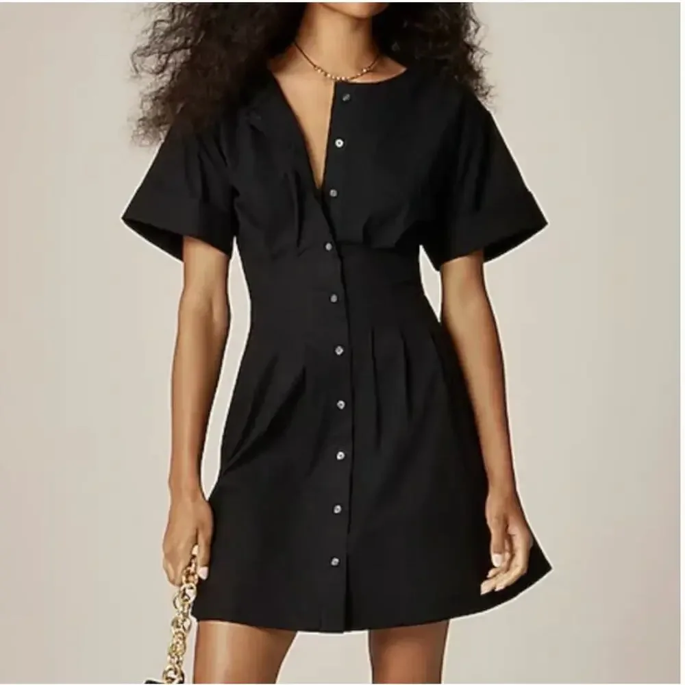J Crew Wren Mini Shirt Dress 12 12T T12 Tall Black NWT CN617 J.Crew Resort
